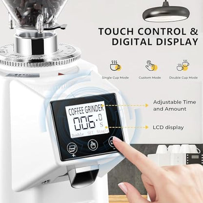 Commercial Burr Coffee Grinder with Digital Timer