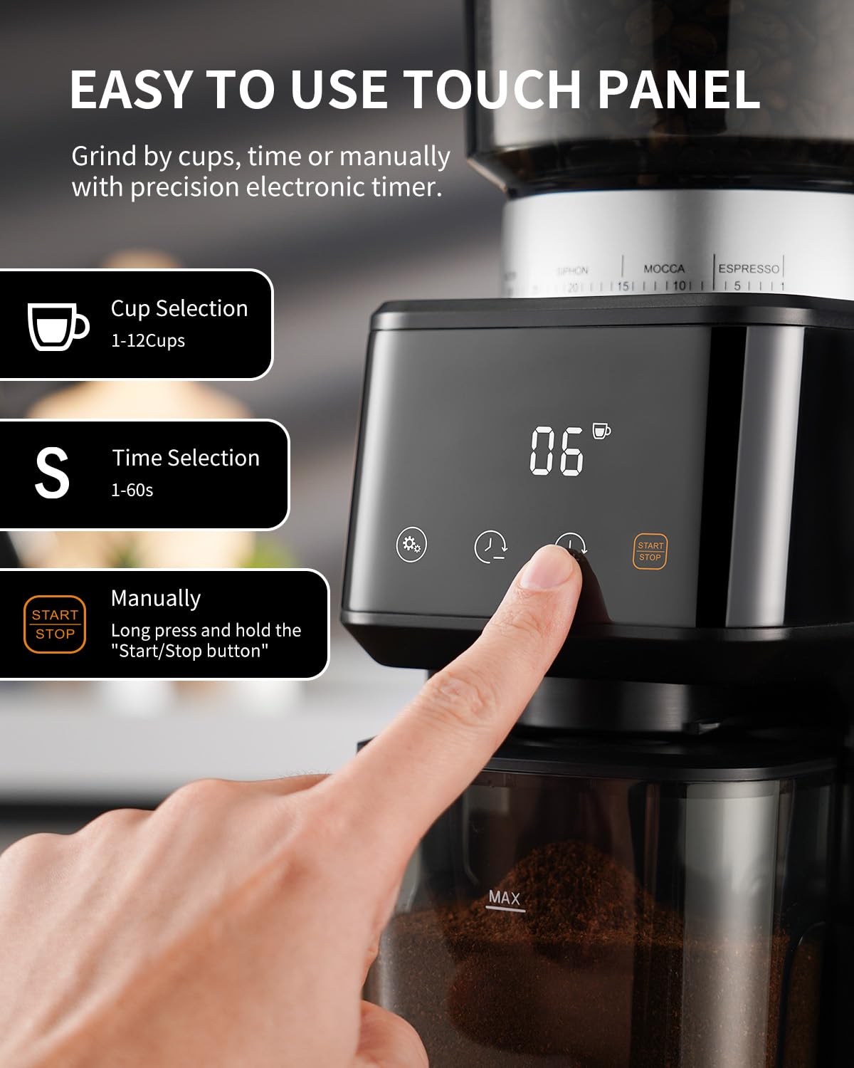 Conical Burr Coffee Grinder with 51 Grind Settings