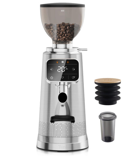 64mm Flat Burr Coffee Grinder with 100 Grind Settings