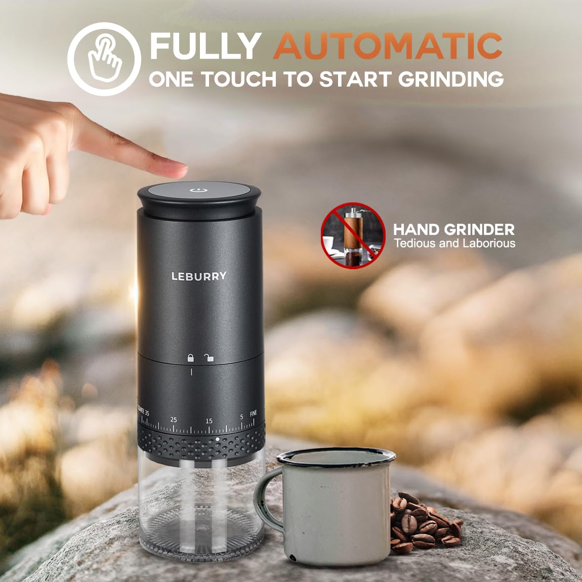 Portable Rechargeable Burr Coffee Grinder