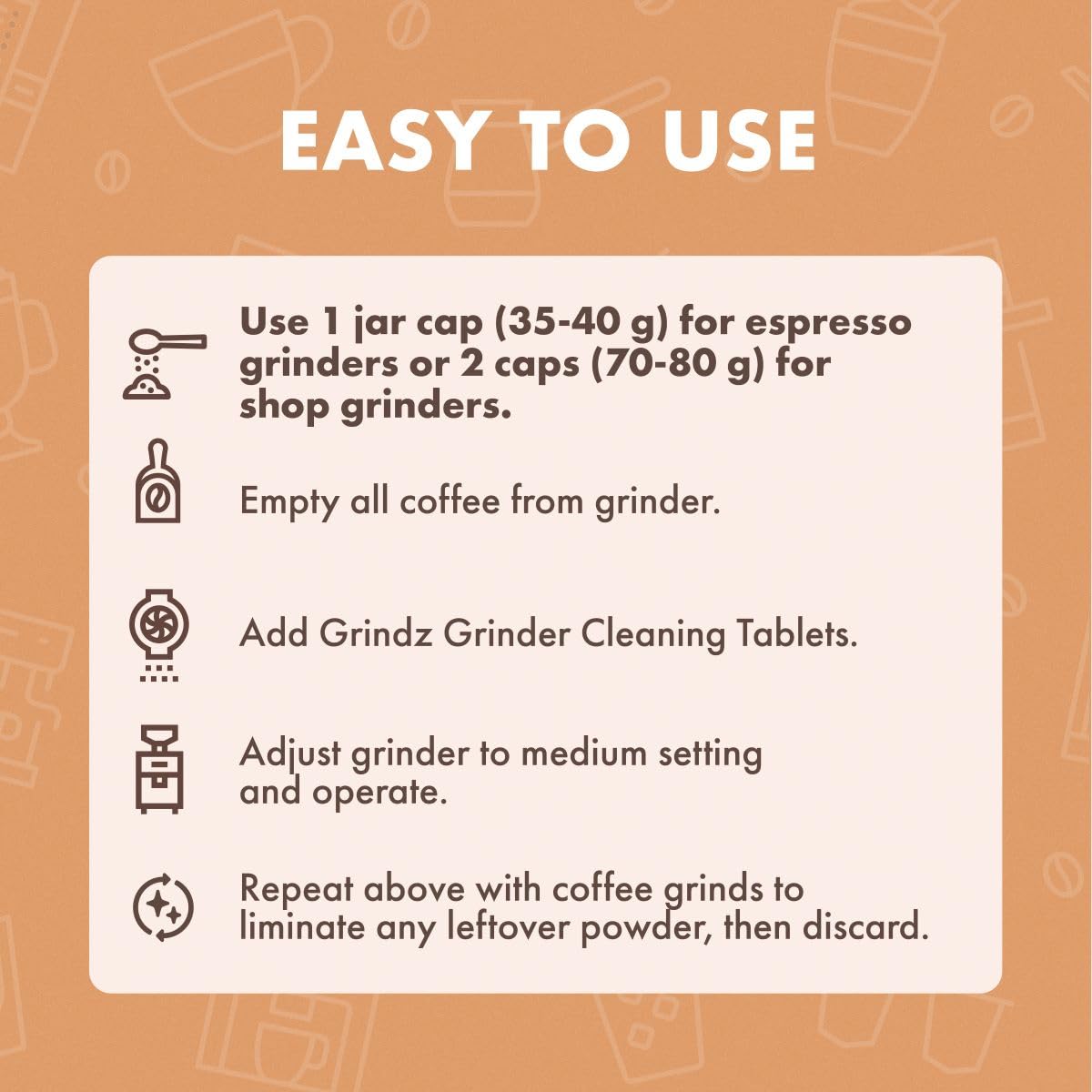 Coffee Grinder Cleaning Tablets 430g Food-Safe Formula