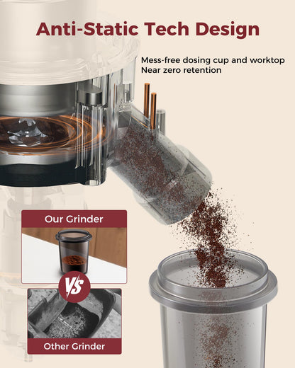 64mm Flat Burr Coffee Grinder with 100 Grind Settings