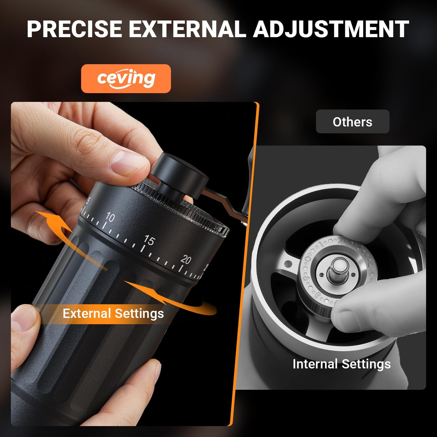 Manual Coffee Grinder with 40 Adjustable Settings