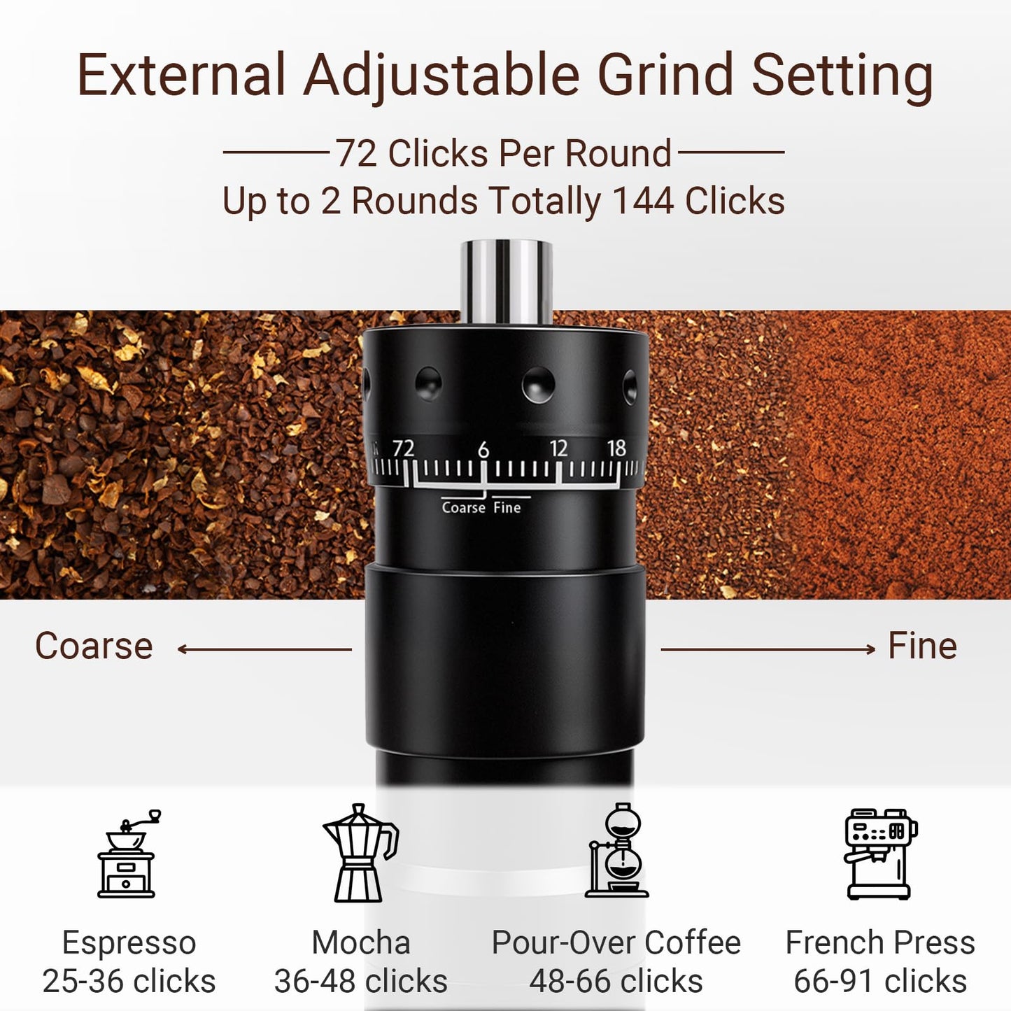 Adjustable Manual Burr Coffee Grinder