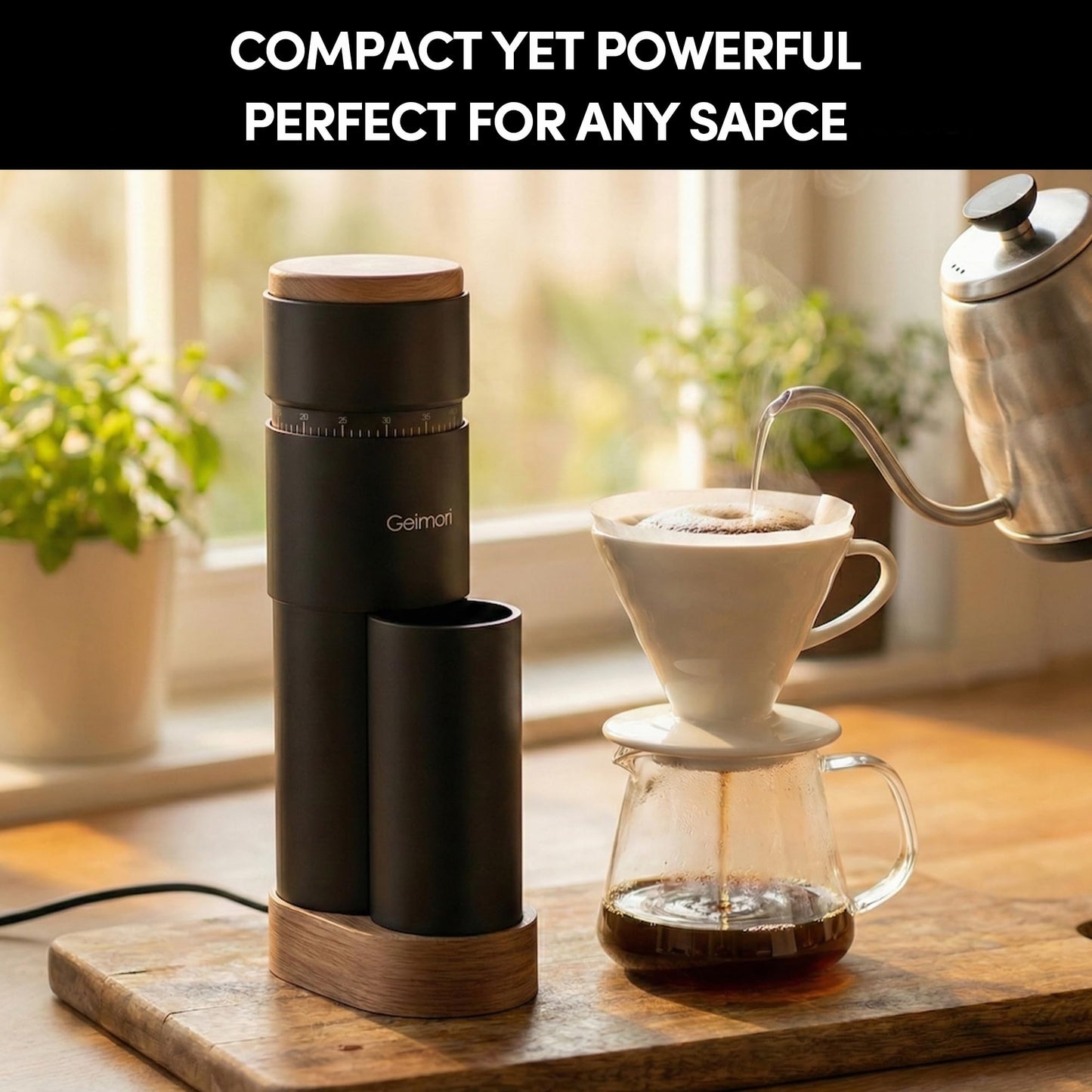 Portable Electric Burr Coffee Grinder with Stepless Grind