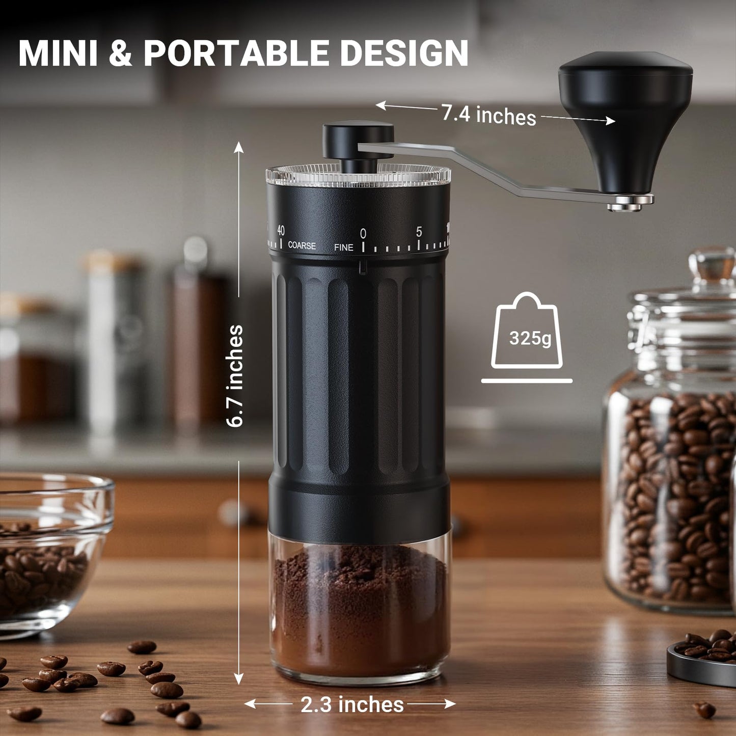 Manual Coffee Grinder with 40 Adjustable Settings