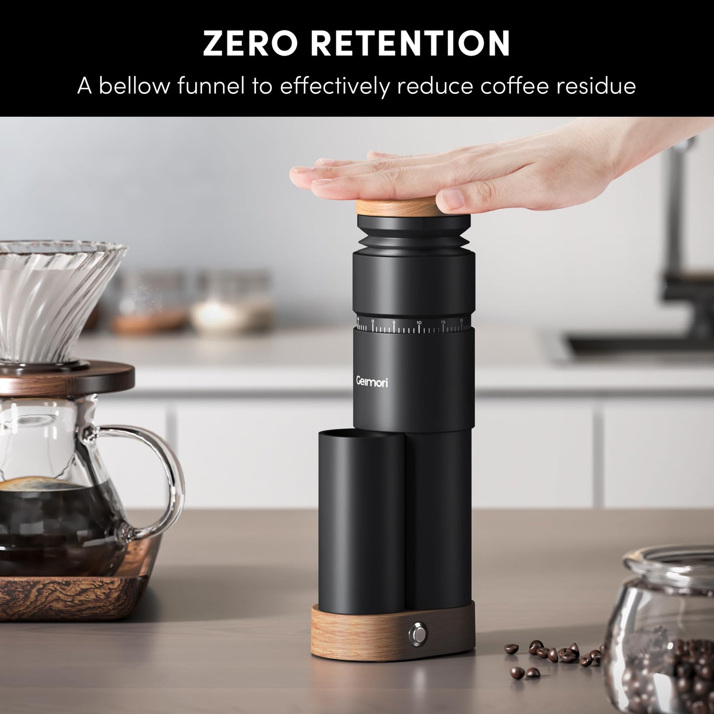 Portable Electric Burr Coffee Grinder with Stepless Grind
