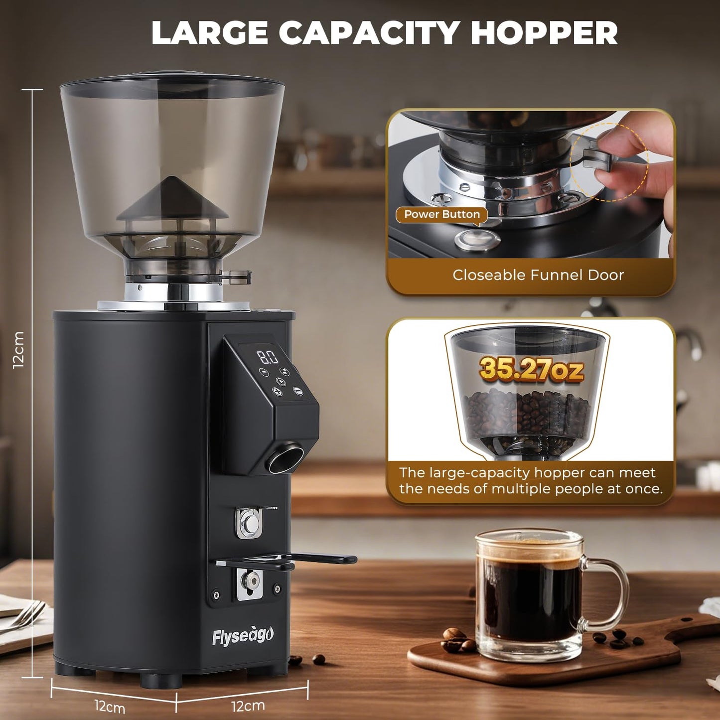 Commercial Coffee Grinder with 64mm Flat Burrs
