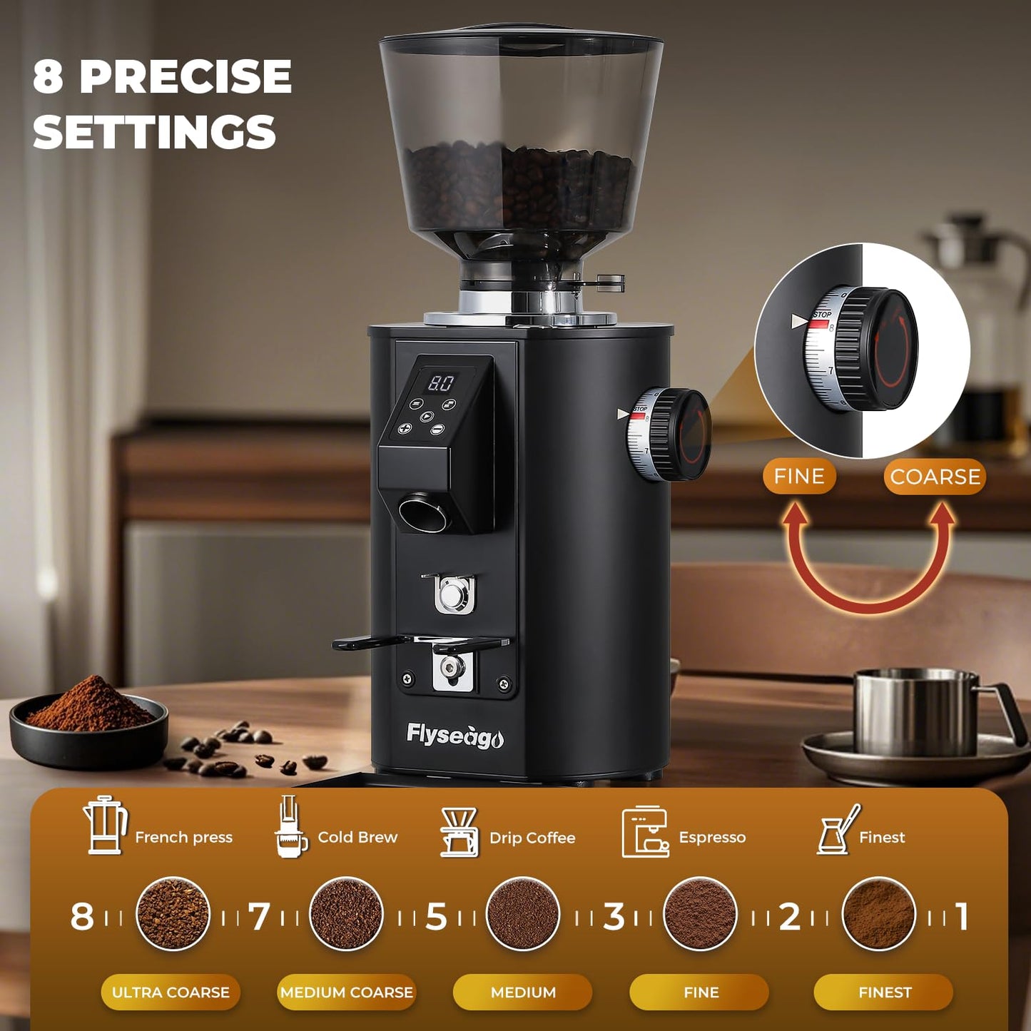 Commercial Coffee Grinder with 64mm Flat Burrs