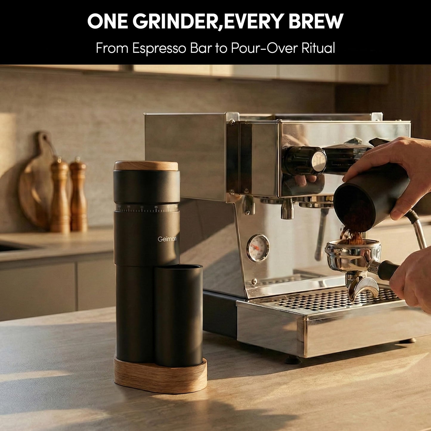 Portable Electric Burr Coffee Grinder with Stepless Grind