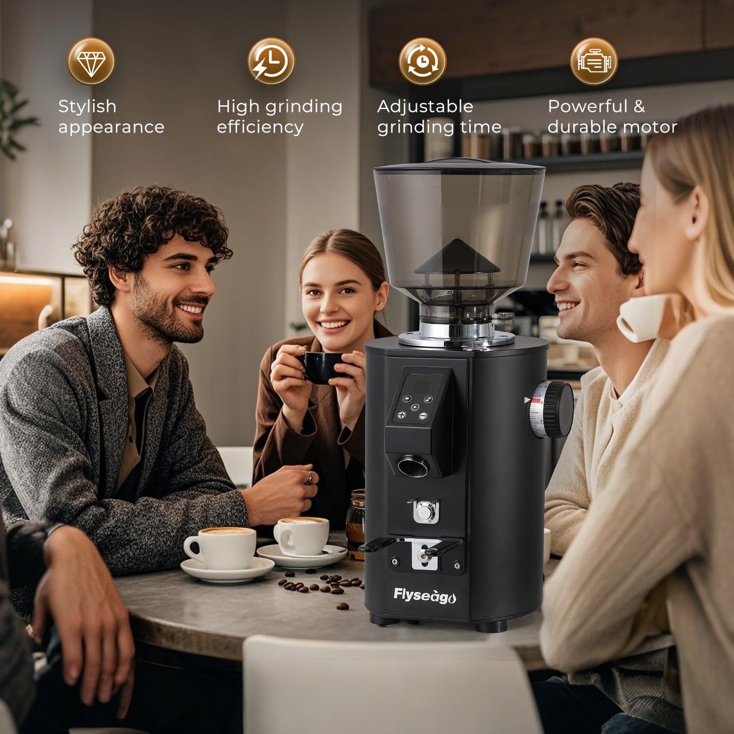 Commercial Coffee Grinder with 64mm Flat Burrs