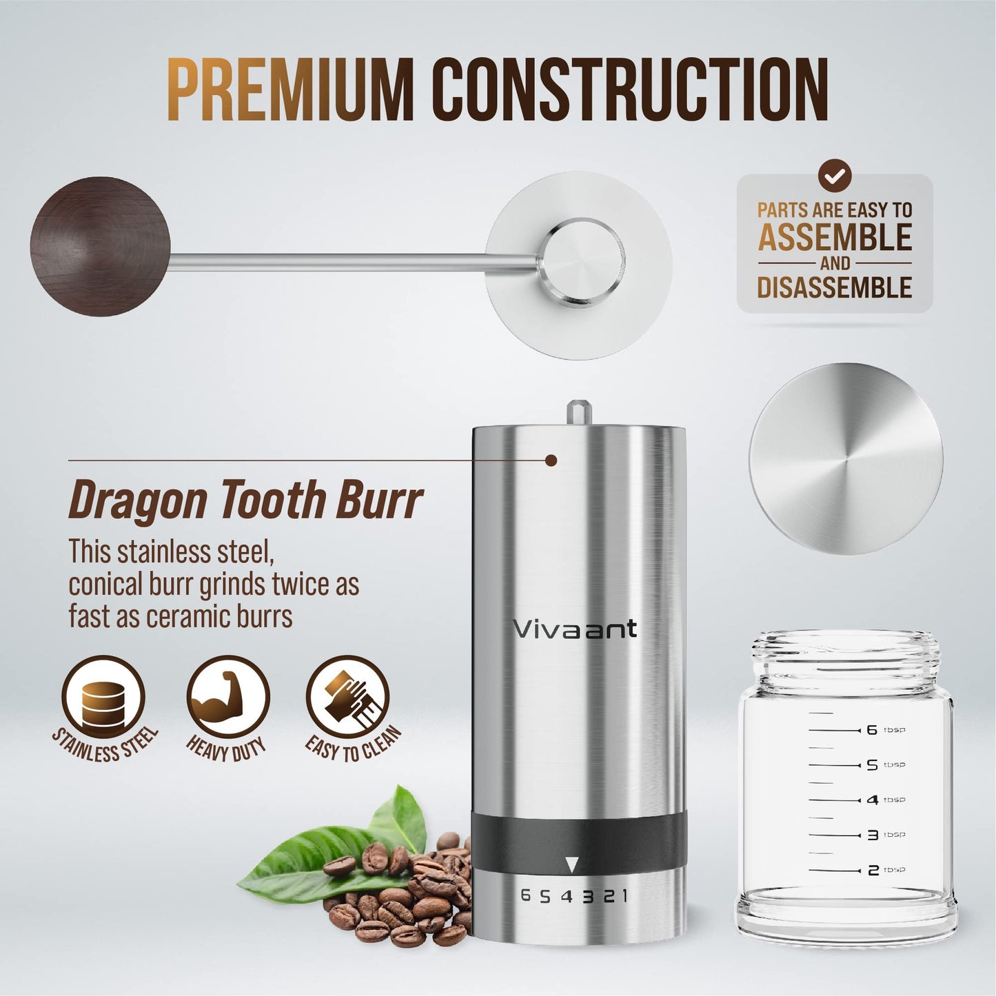 Portable Manual Burr Coffee Grinder