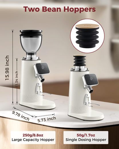 64mm Flat Burr Coffee Grinder with 100 Grind Settings