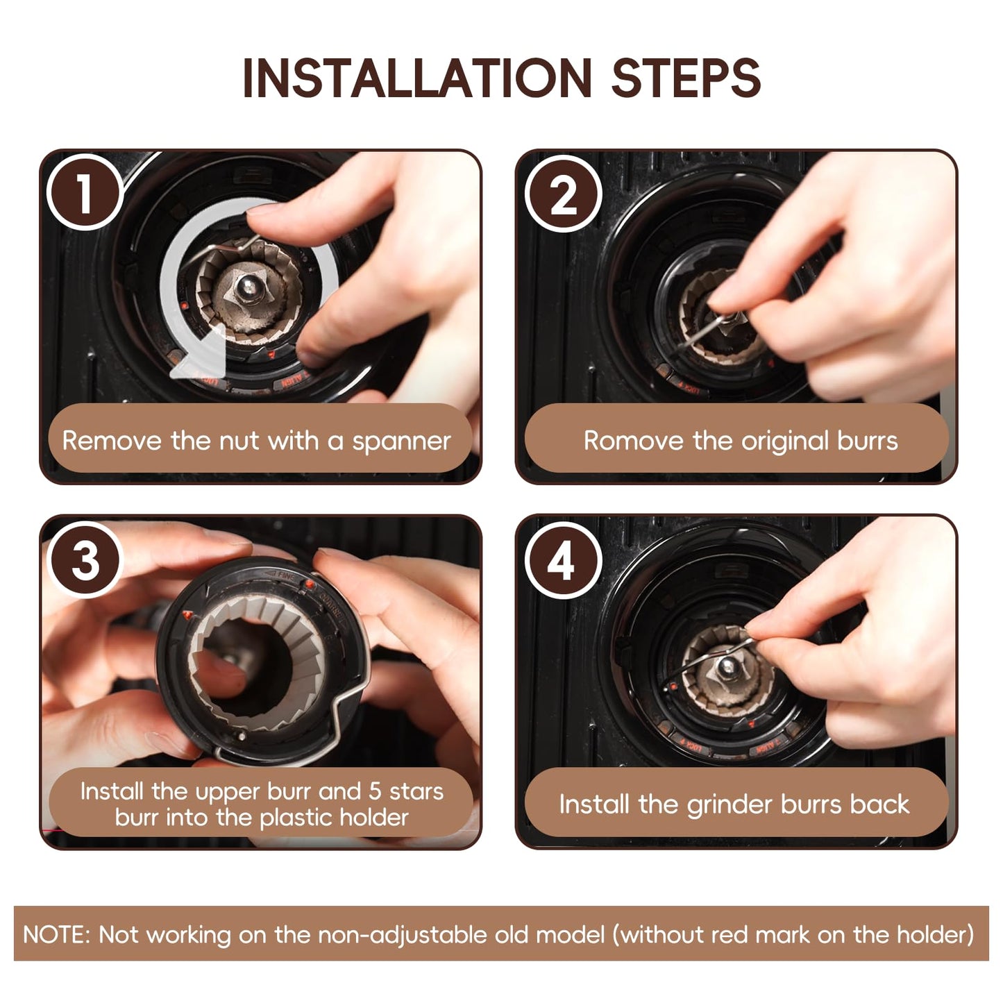 Conical Burr Replacement Set for Espresso Grinders