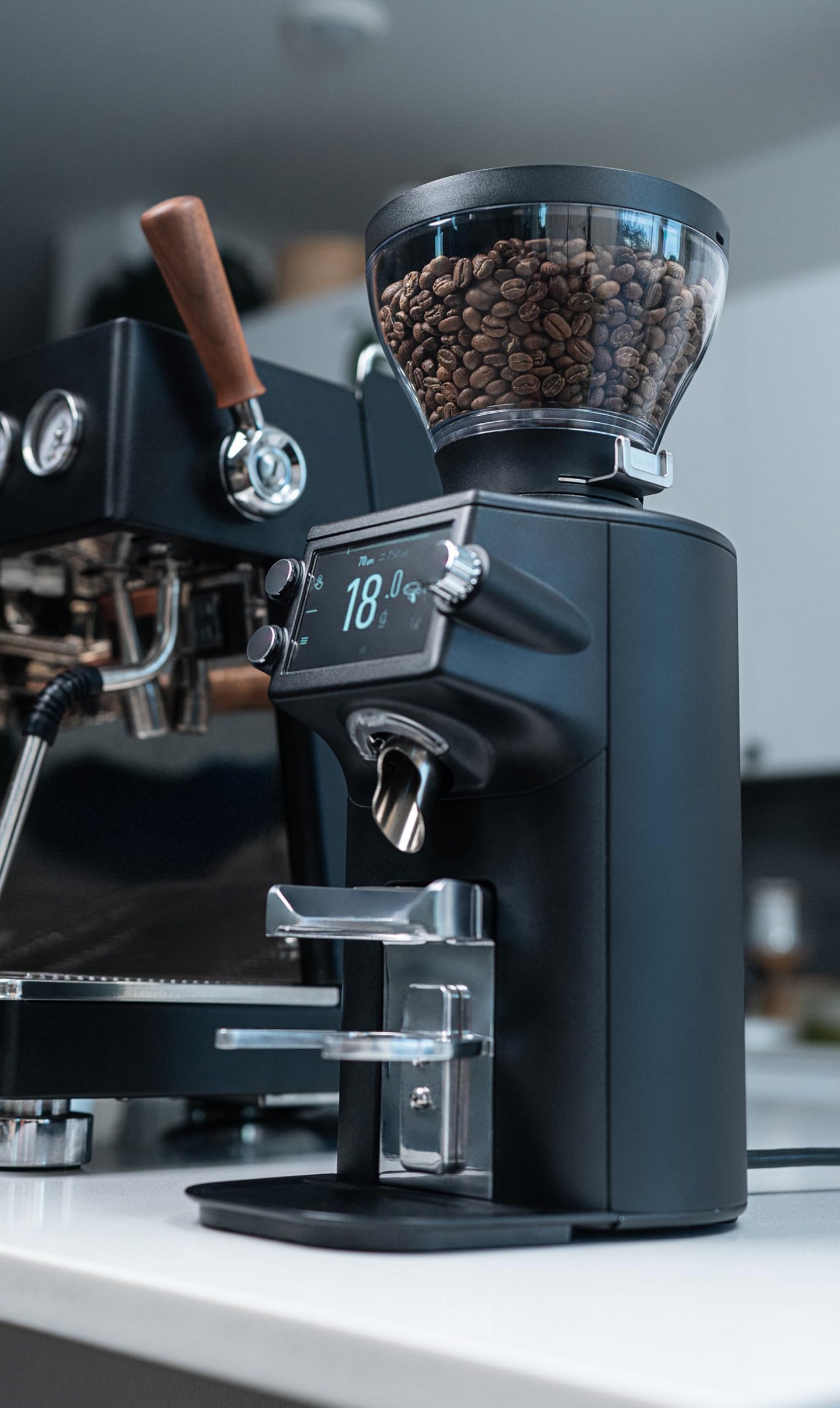 64mm Flat Burr Espresso Grinder with Grind-by-Weight