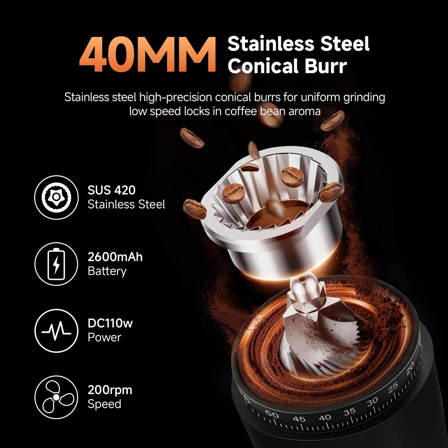Portable Wireless Burr Coffee Grinder