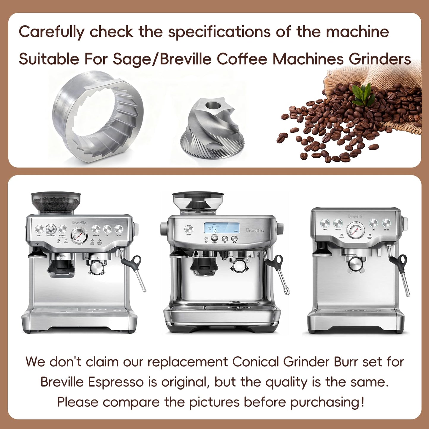Conical Burr Replacement Set for Espresso Grinders