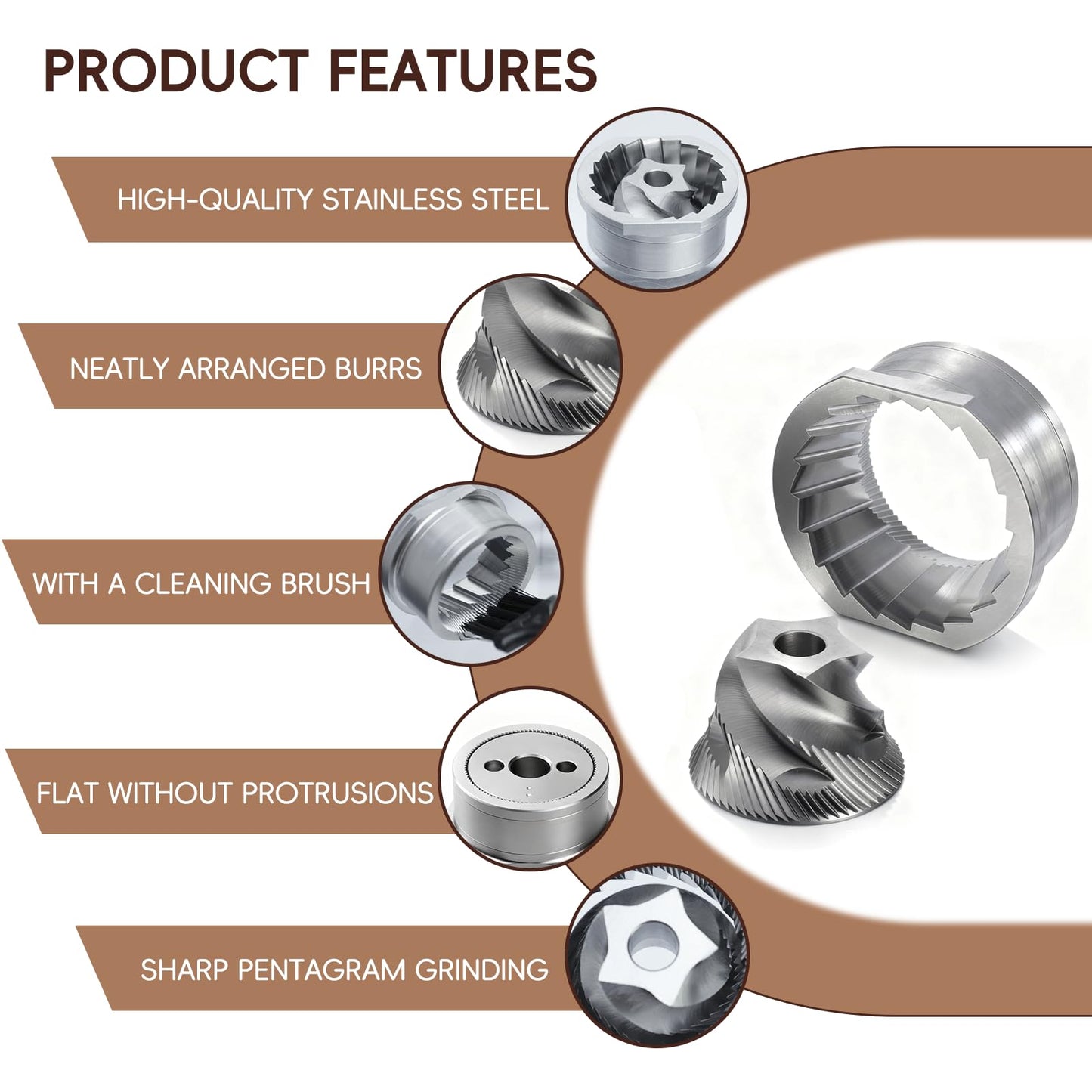 Conical Burr Replacement Set for Espresso Grinders
