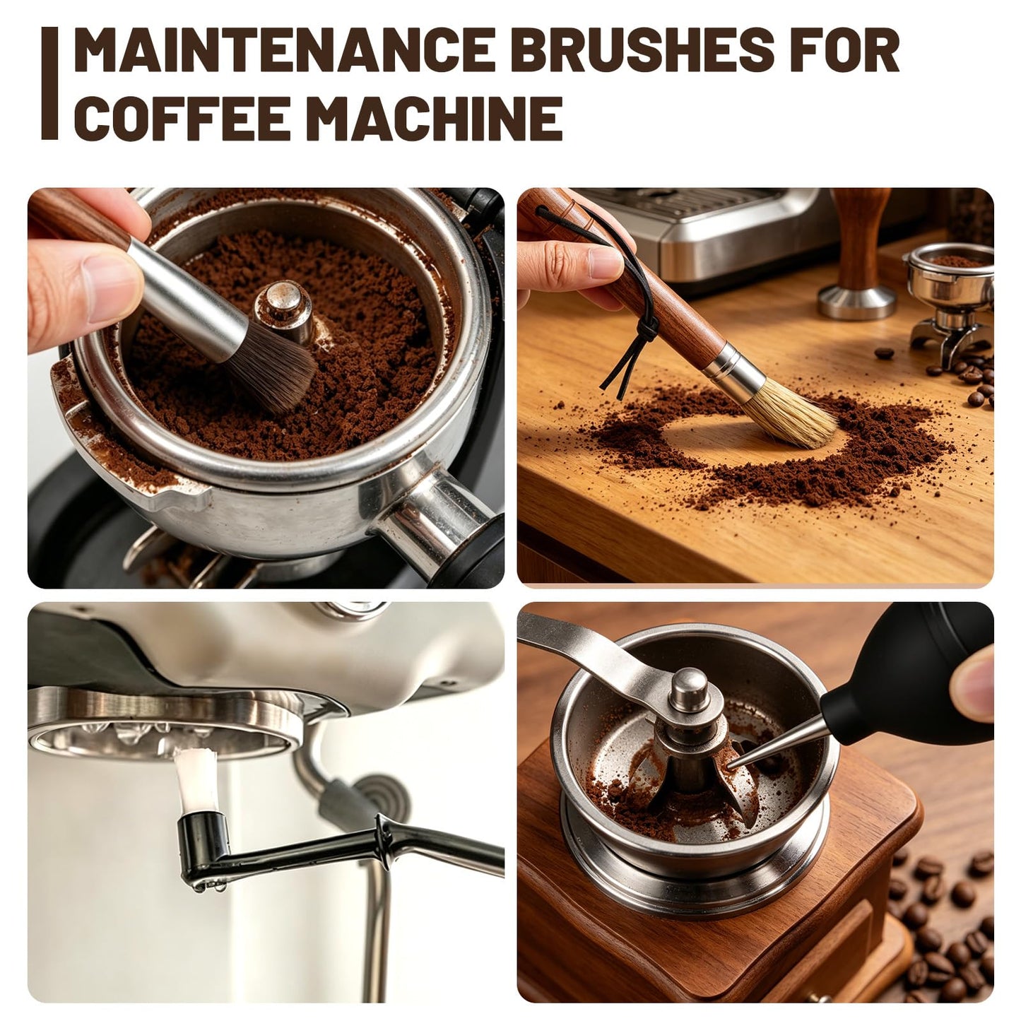 Coffee Grinder Cleaning Kit with 6-Piece Brush Set