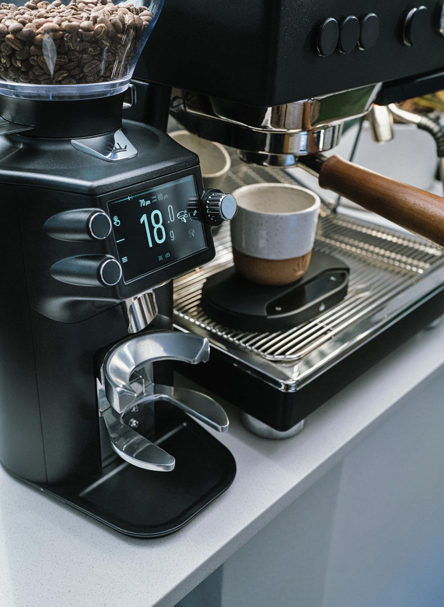 64mm Flat Burr Espresso Grinder with Grind-by-Weight
