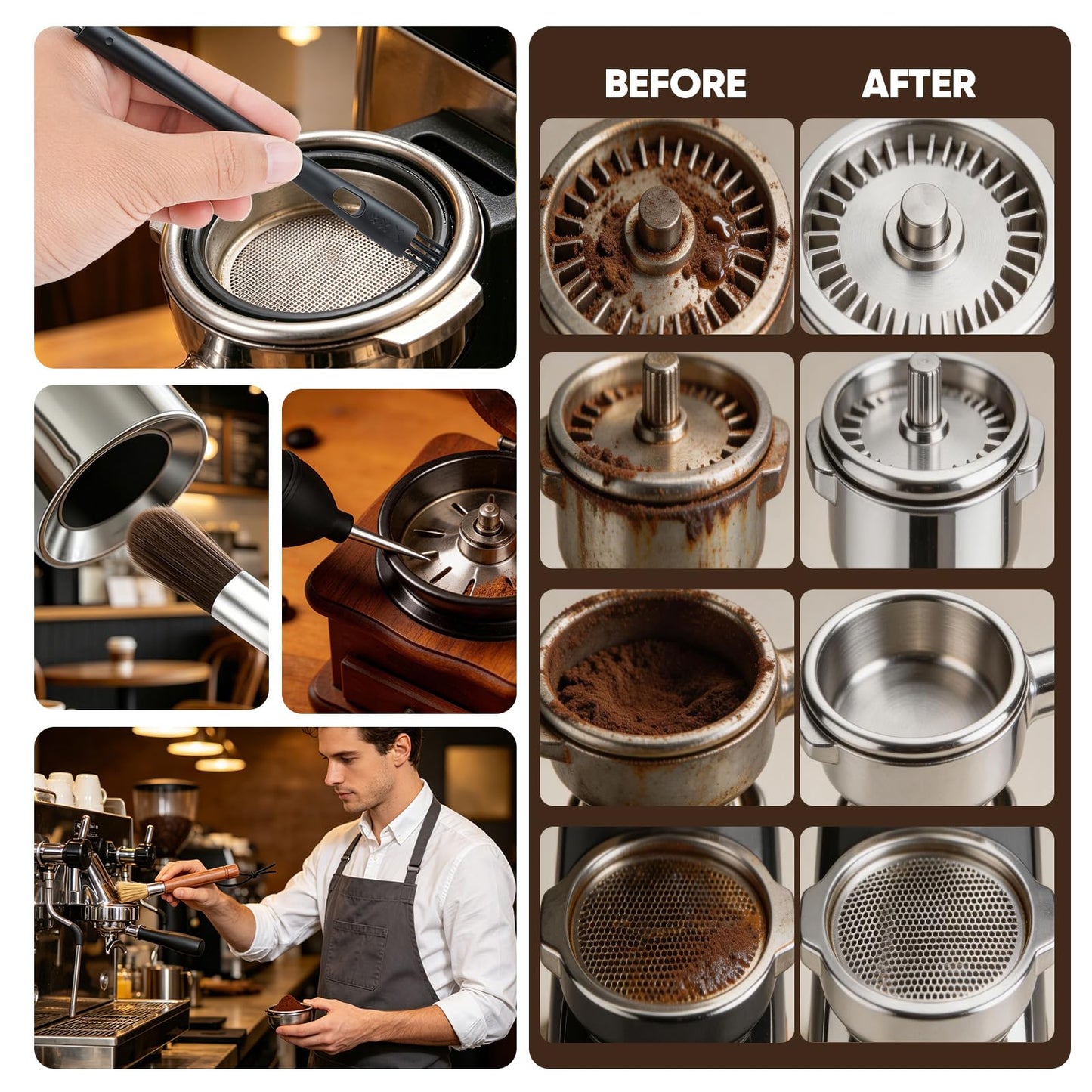 Coffee Grinder Cleaning Kit with 6-Piece Brush Set