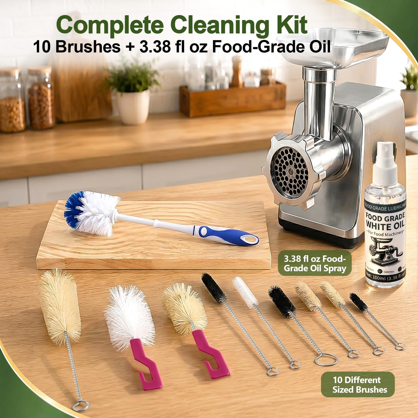 Meat Grinder Cleaning Kit with Food-Grade Lubricant