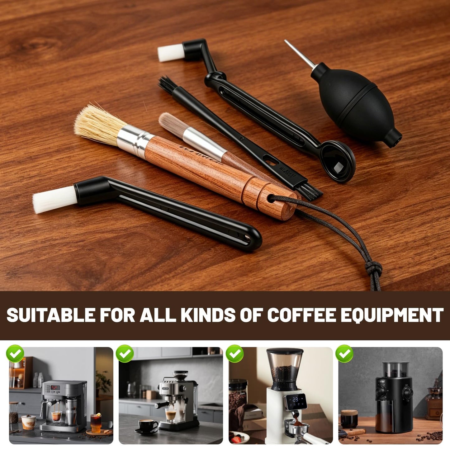 Coffee Grinder Cleaning Kit with 6-Piece Brush Set