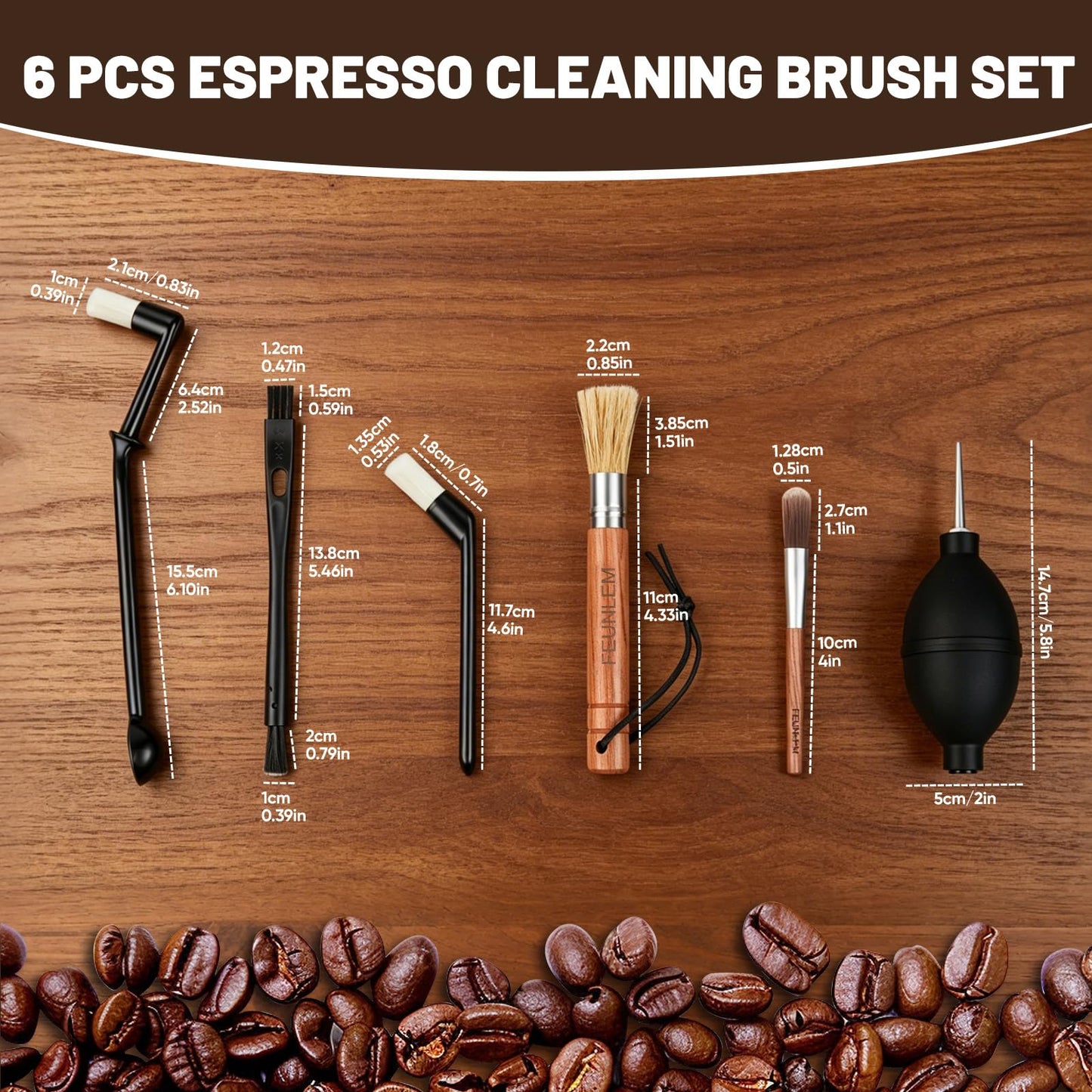 Coffee Grinder Cleaning Kit with 6-Piece Brush Set