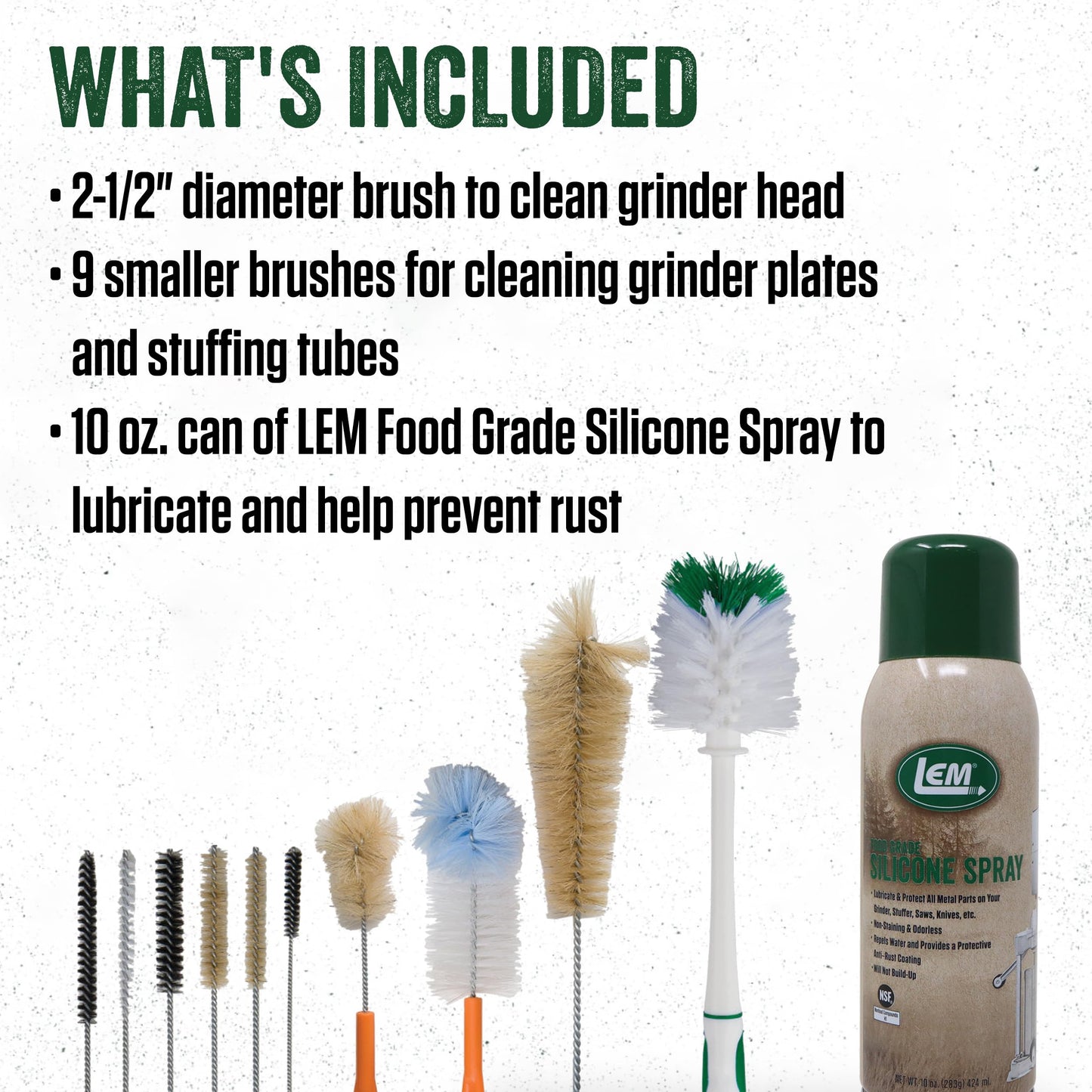 Meat Grinder Cleaning Kit with Brushes & Silicone Spray
