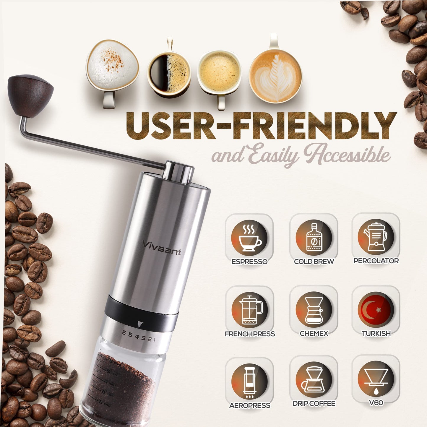 Portable Manual Burr Coffee Grinder