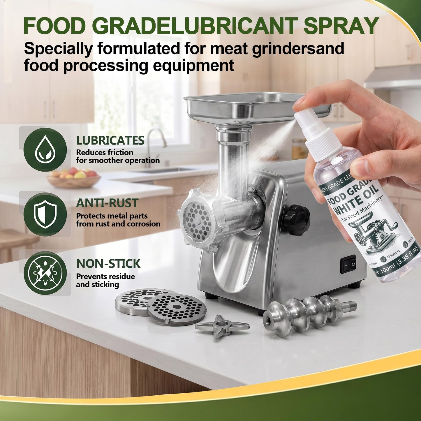 Meat Grinder Cleaning Kit with Food-Grade Lubricant